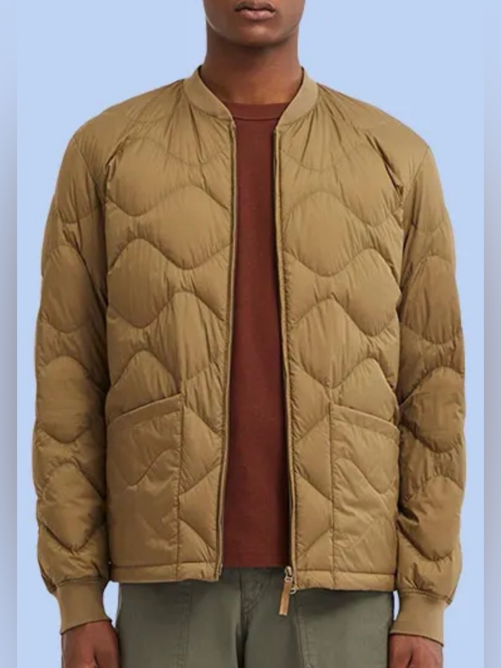 NWOT Uniqlo U Down Jacket Mens Olive Quilted Puffer Full Zip Lined Insulated L